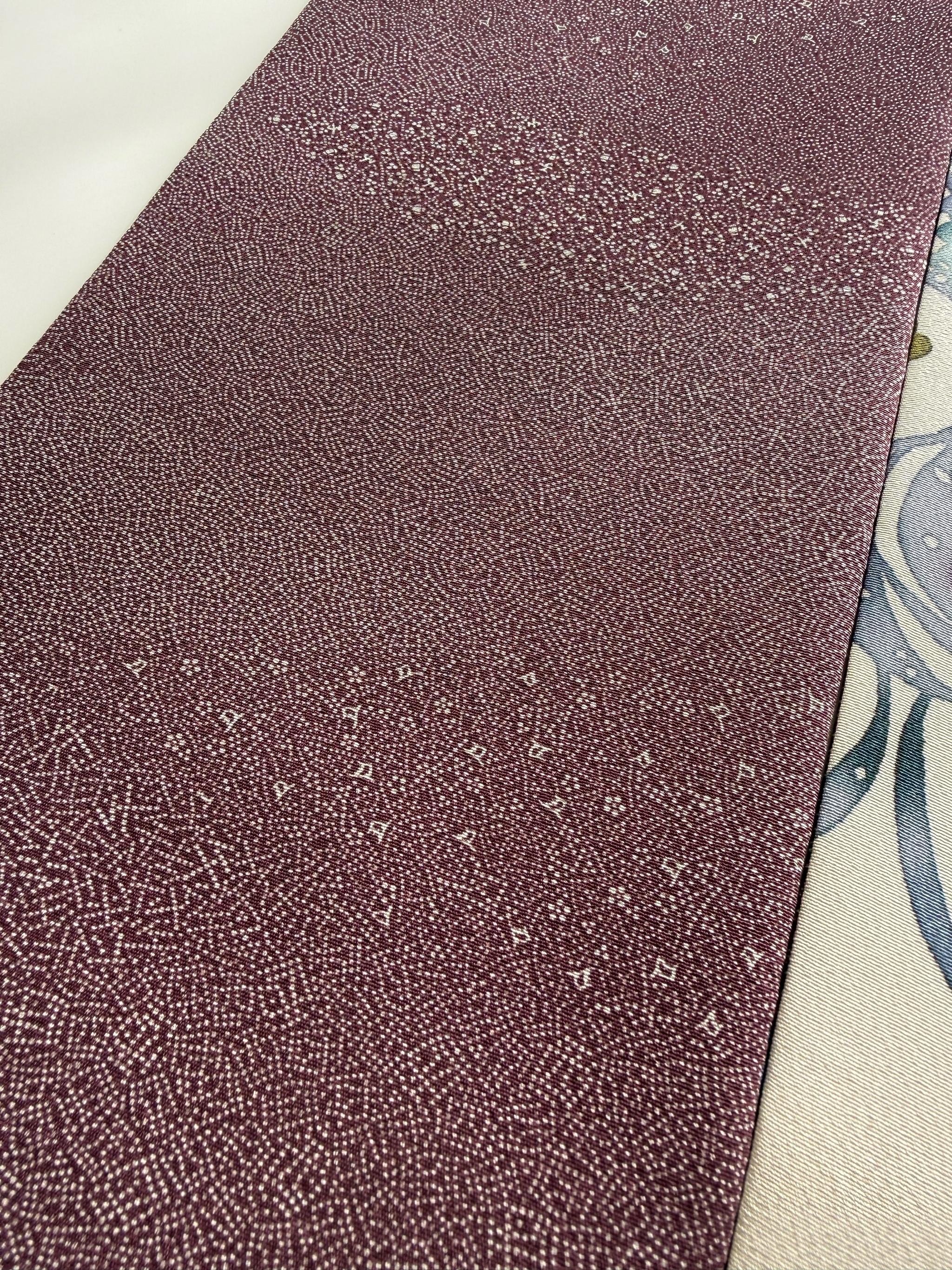 291号 半幅帯 高級京紅型 白 × 江戸小紋 寄せ柄 紫 正絹 リバーシブル 残り3点 | 13枚目