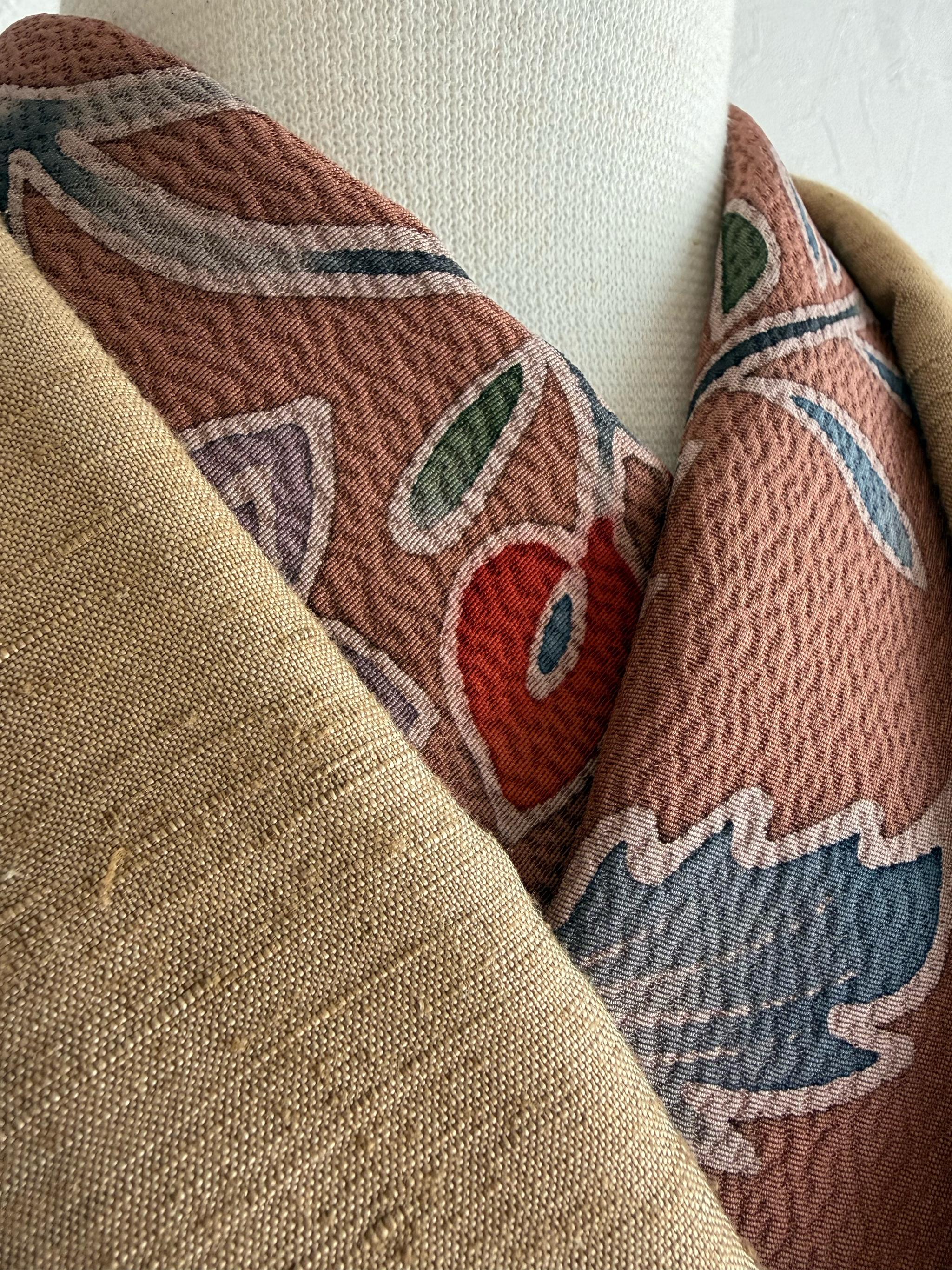 半衿 11 茶系 グラデーション染め小紋 正絹 | 2枚目