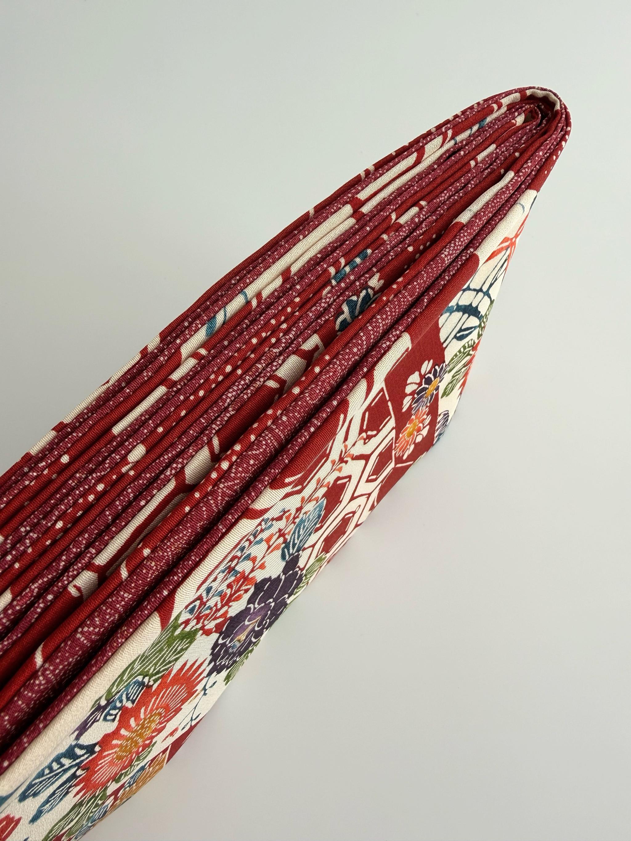 最後の一点！293号 半幅帯 紅型 赤 浜縮緬 ×江戸小紋 赤 正絹 リバーシブル | 18枚目