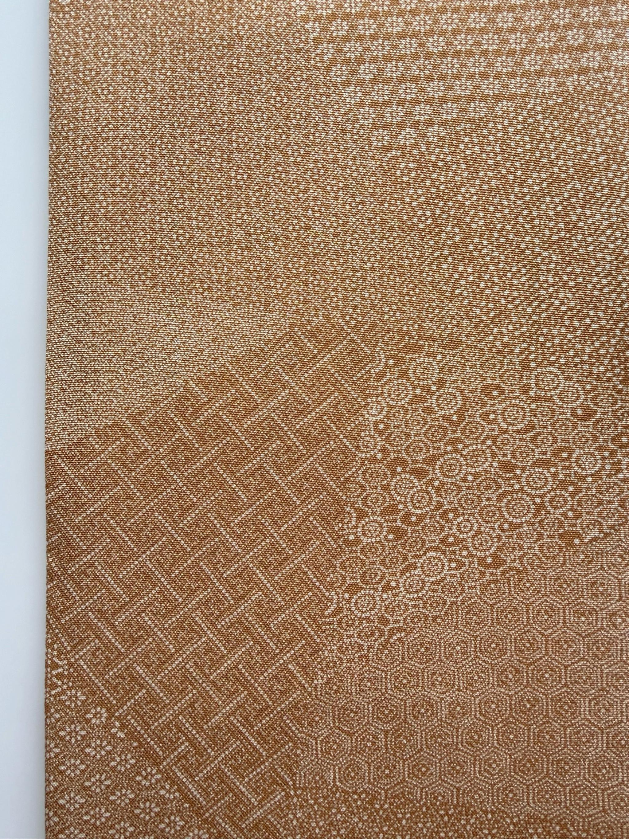 最後の一点！ 294号 半幅帯 紅型 アイボリー × 江戸小紋 寄せ柄 ベージュ 正絹 リバーシブル | 17枚目