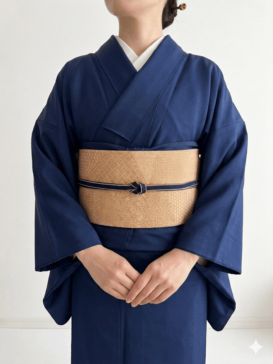 最後の一点！ 294号 半幅帯 紅型 アイボリー × 江戸小紋 寄せ柄 ベージュ 正絹 リバーシブル | 6枚目