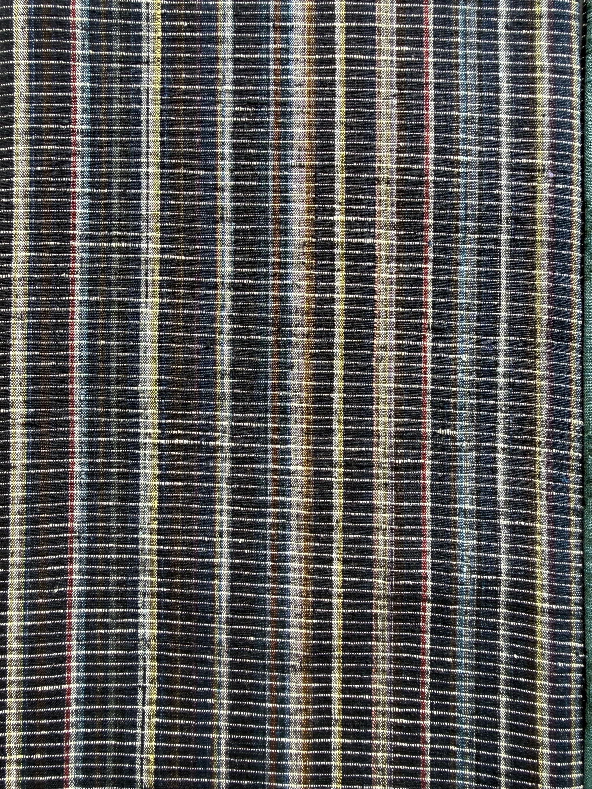 ラスト一点！295号 半幅帯 花織風 青緑 × 黒カラフル縞紬 正絹 リバーシブル | 16枚目