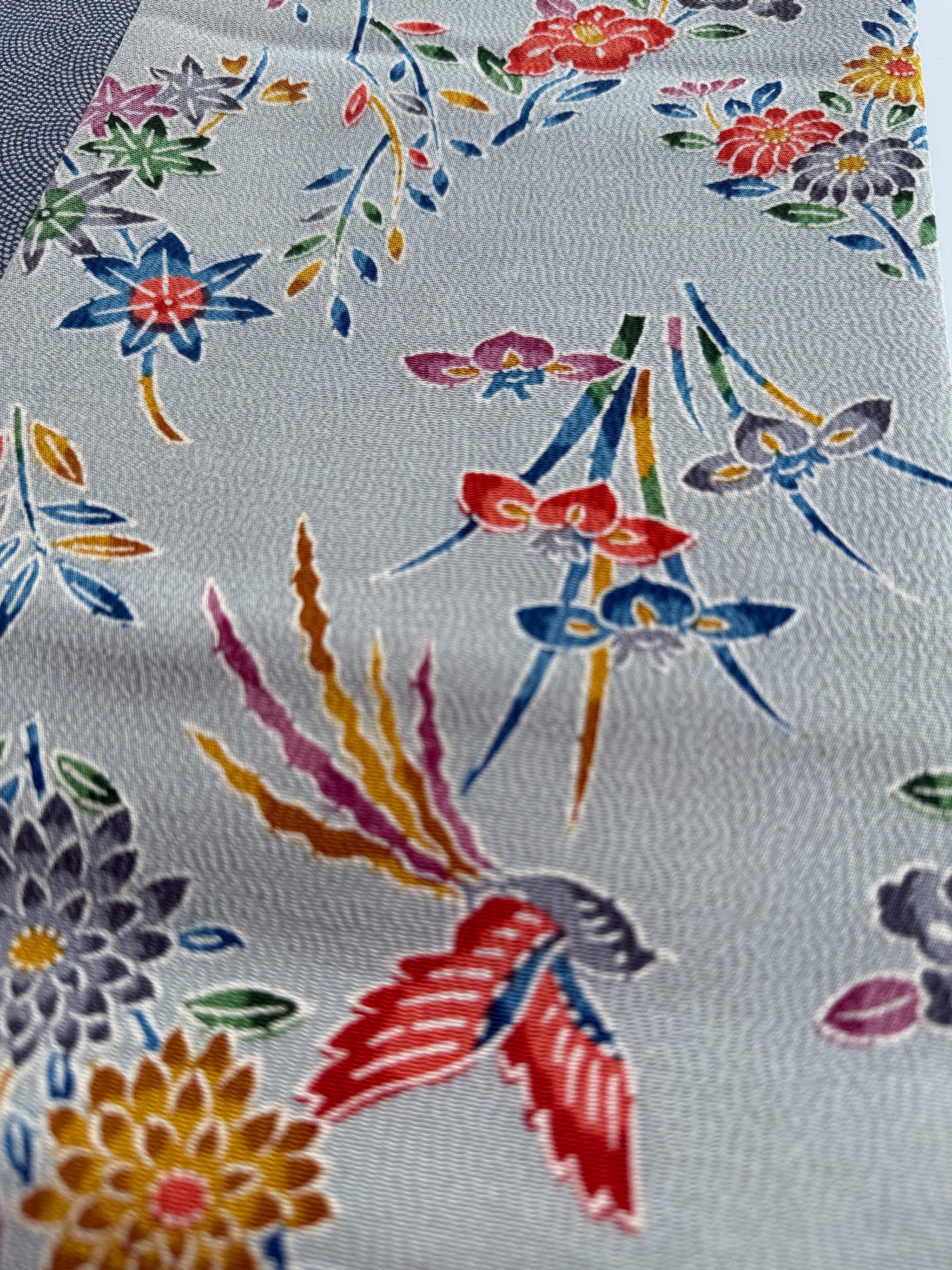 297号 半幅帯 水色×鮫小紋 青 正絹 リバーシブル 数量限定 | 17枚目