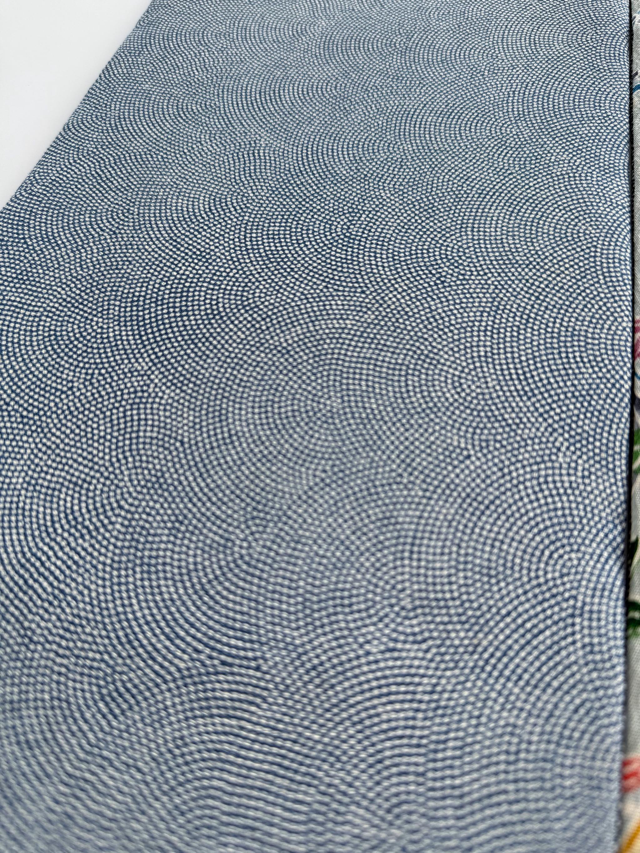 297号 半幅帯 水色×鮫小紋 青 正絹 リバーシブル 数量限定 | 18枚目