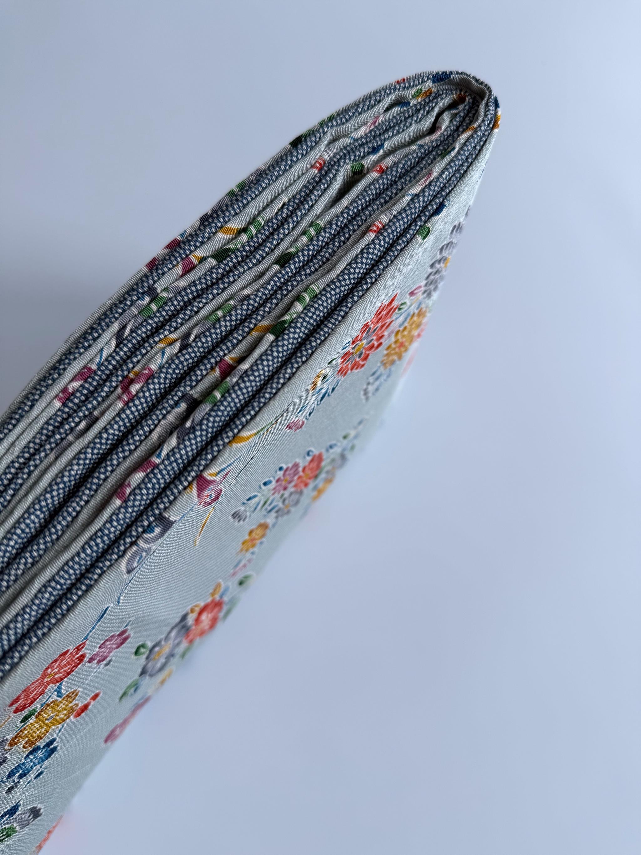 297号 半幅帯 水色×鮫小紋 青 正絹 リバーシブル 数量限定 | 19枚目