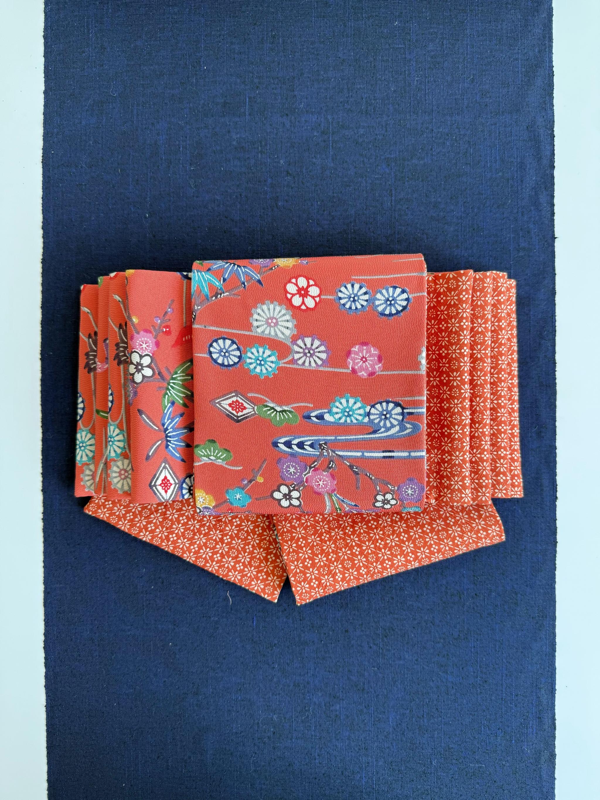 289号 半幅帯 紅型 オレンジ × 小紋 オレンジ 正絹 リバーシブル | 2枚目